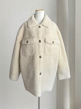 Mango Cream Beige Faux Shearling Jacket